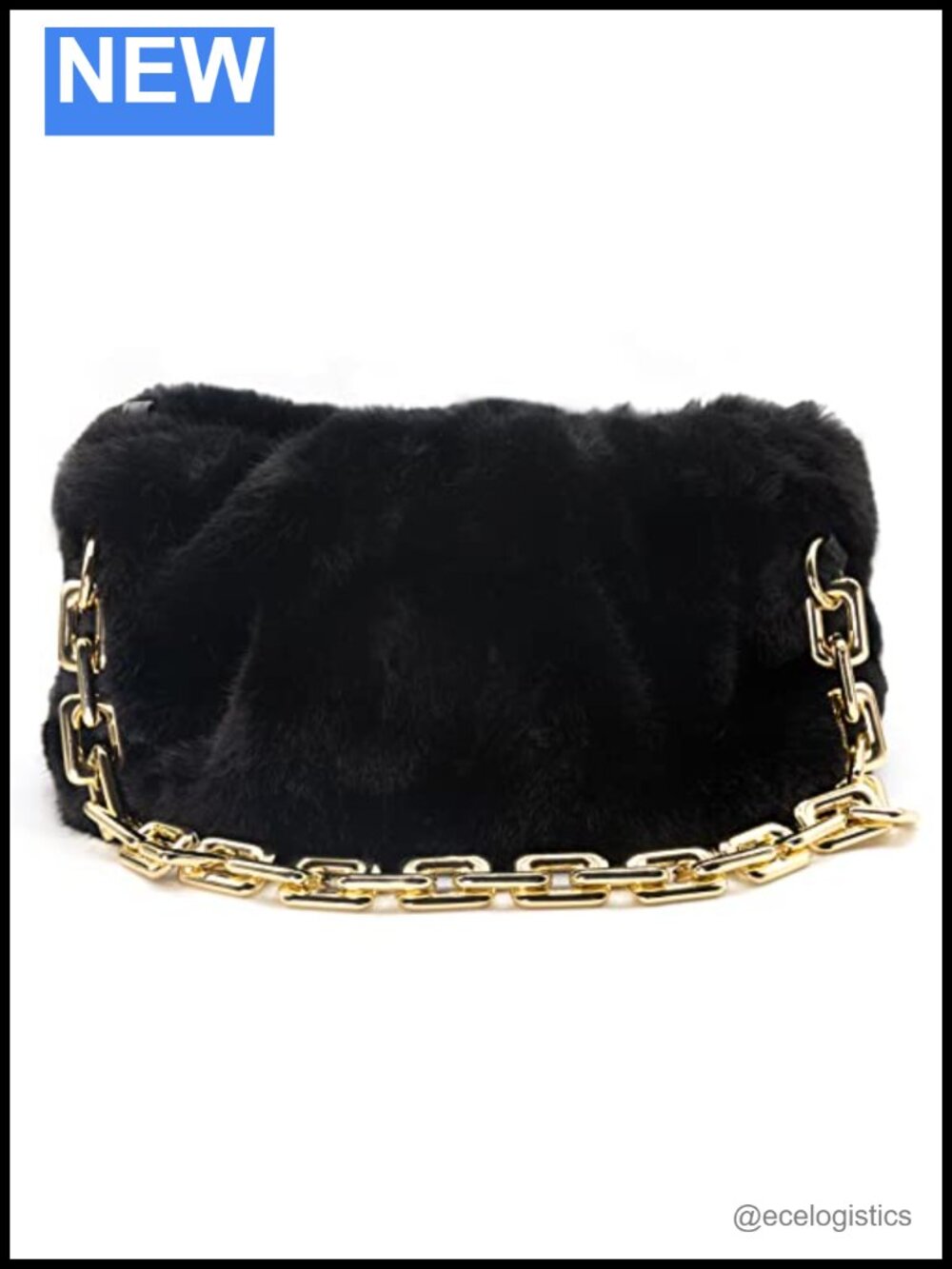Cloud-Shaped Ruched Faux Leather Clutch Purse with Chain Shoulder Strap